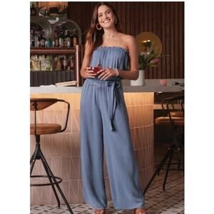 NWT Evereve Riley Strapless Gauze Jumpsuit